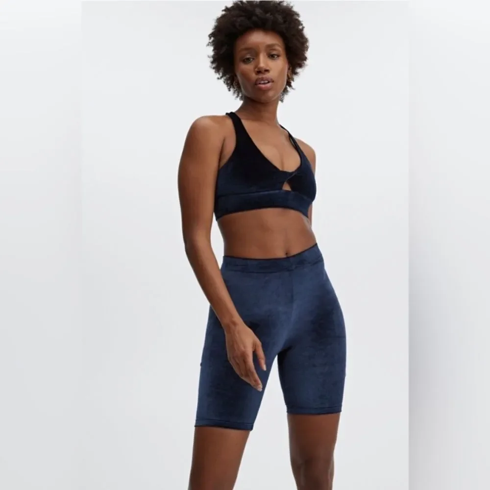 Fabletics Velour biker shorts Dark Navy Size Small